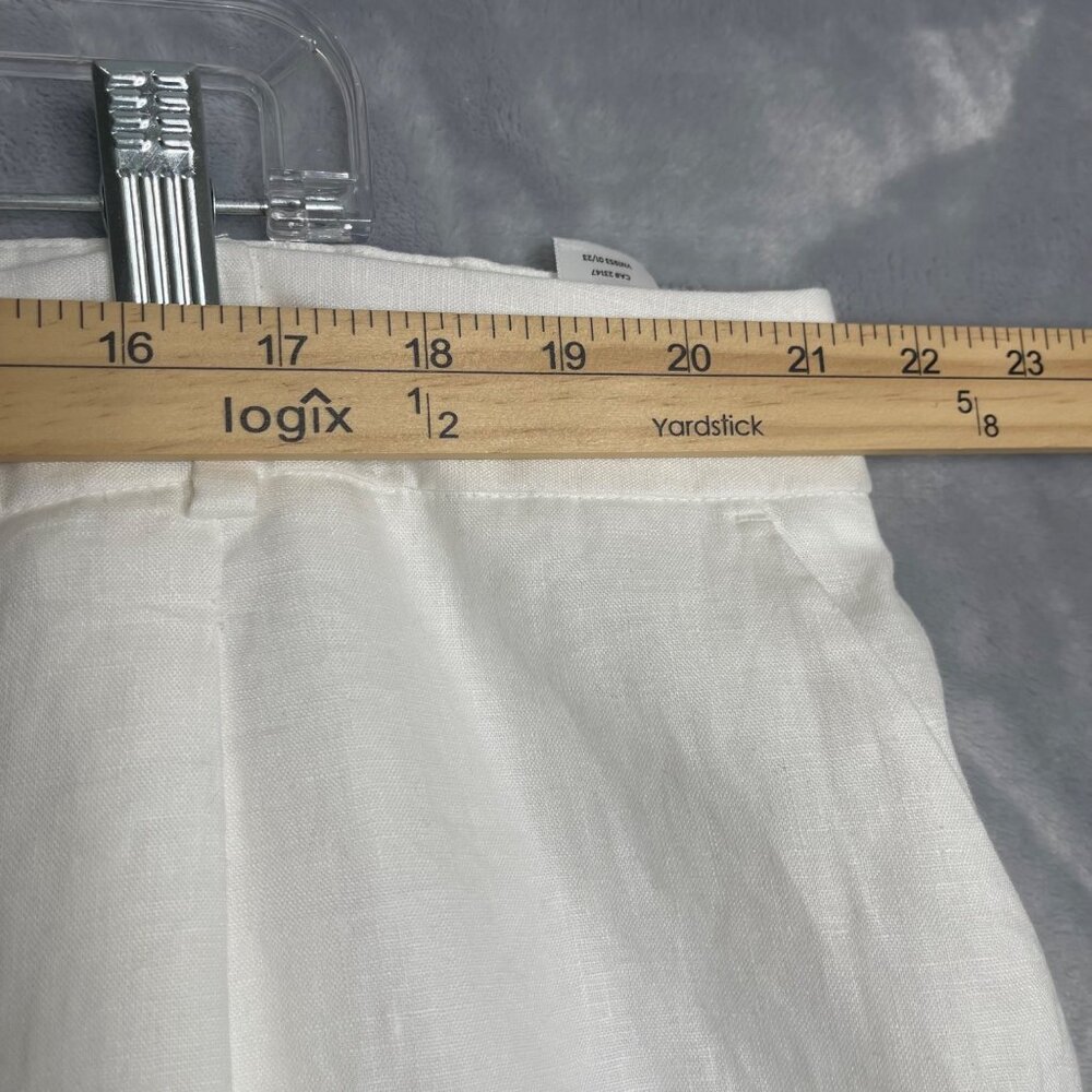 Talbots 100% Linen Bristol Crop Pant White Woemns Plus Size 22W Petite High Rise - Picture 7 of 10
